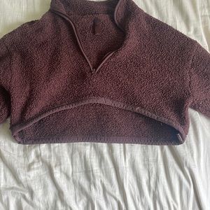 SKIMS Brown Cozy Knit Cropped Sweatshirt